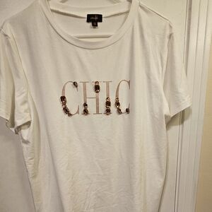 OntWealth - New / White Sequin Chic‎ Top - Size- XL